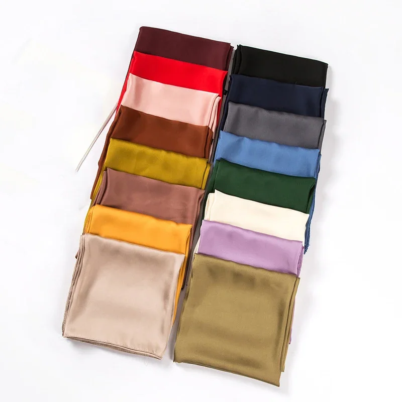 Scarf Silk Square - Satin Scarf Women 70cm Solid Color
