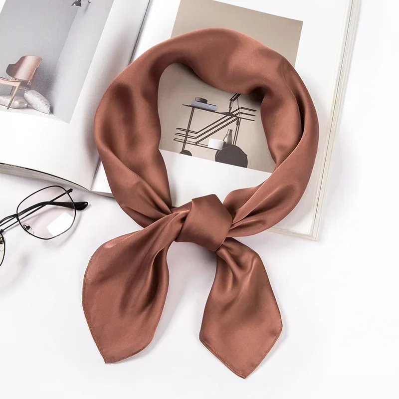 Satin Scarf Women 70cm Solid C - Scarf Silk Square recension och pris