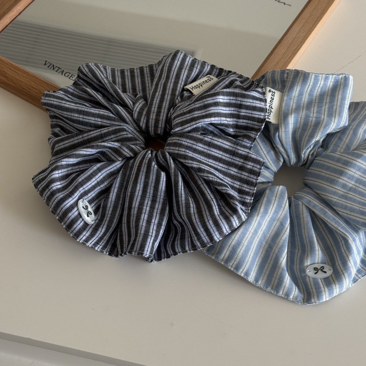 Blue Solid Color Silk Hair Ban - Silk Tie Striped recension och pris