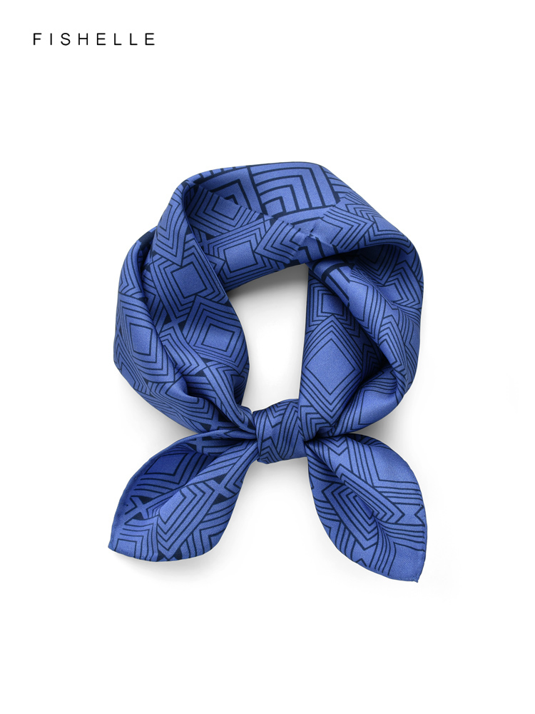 Geometric printed real silk tw - Silk Neck Scarf recension och pris